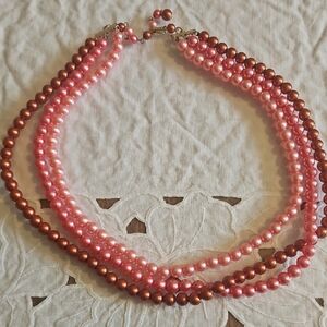 Elegant Pink and Brown Beaded Necklace